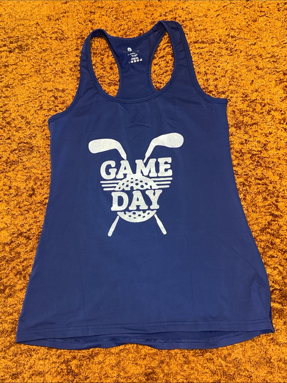 90 Degree By Reflex Navy Racerback Muscle Tee with White 'GAME DAY' Golf Graphic